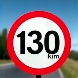 Dopravní značka omezující rychlost na 130 km/h.